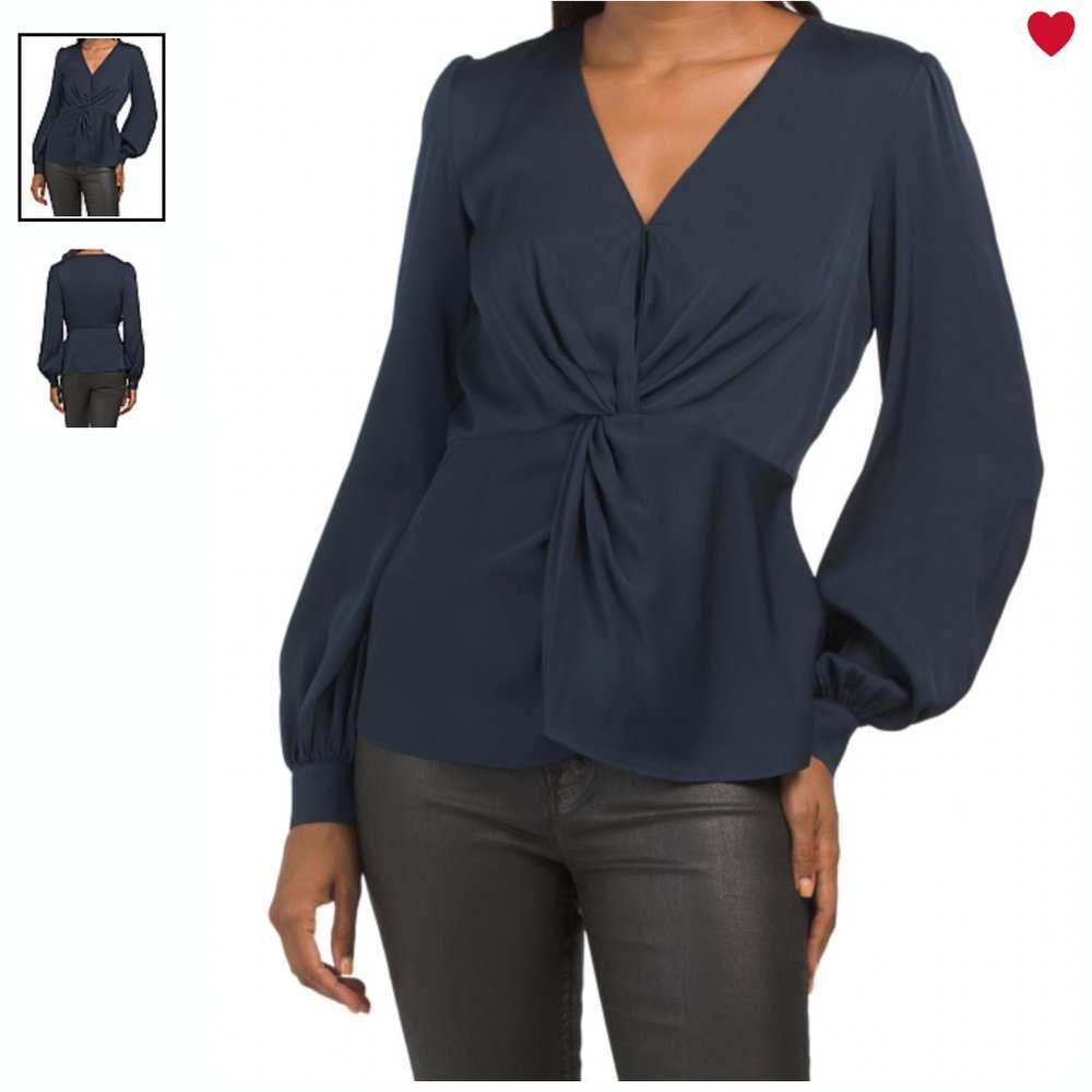 🎄 Elie Tahari Silk Stretch Twist Blouse